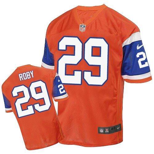 Men's Nike Denver Broncos #29 Bradley Roby Elite Orange Throwback NFL Jersey