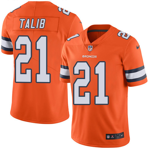 Men's Nike Denver Broncos #21 Aqib Talib Limited Orange Rush Vapor Untouchable NFL Jersey
