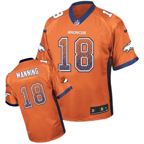 Men's Nike Denver Broncos #18 Peyton Manning Elite Orange Drift Fashion NFL Jersey