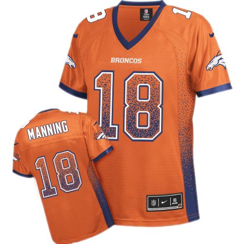Women's Nike Denver Broncos #18 Peyton Manning Elite Orange Drift Fashion NFL Jersey