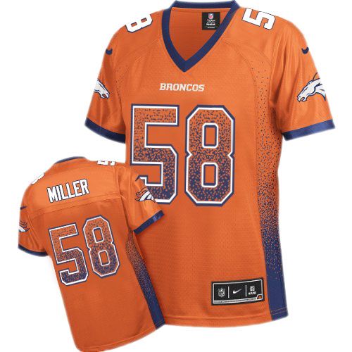 Women's Nike Denver Broncos #58 Von Miller Elite Orange Drift Fashion NFL Jersey