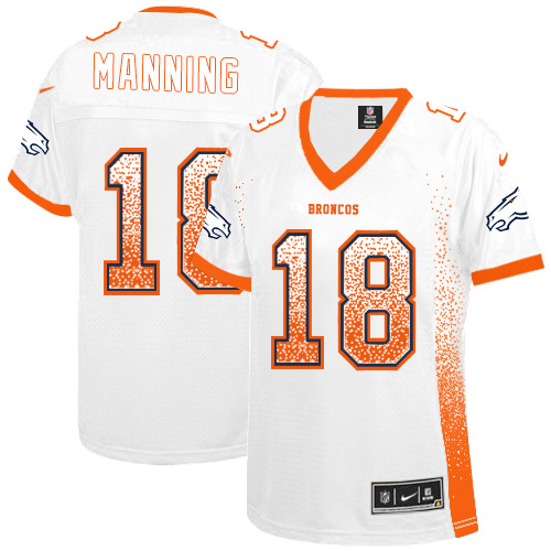 Women's Nike Denver Broncos #18 Peyton Manning Elite White Drift Fashion NFL Jersey