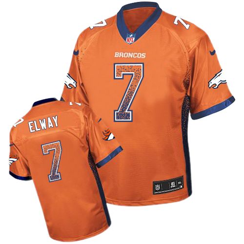 Men's Nike Denver Broncos #7 John Elway Elite Orange Drift Fashion NFL Jersey
