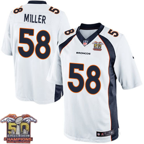Youth Nike Denver Broncos #58 Von Miller Elite White Super Bowl 50 Champions NFL Jersey