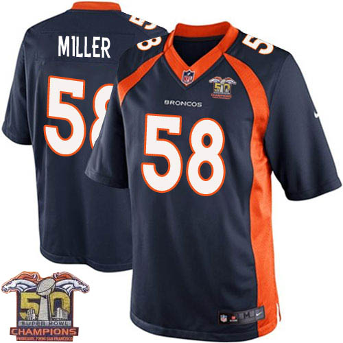 Youth Nike Denver Broncos #58 Von Miller Elite Navy Blue Alternate Super Bowl 50 Champions NFL Jersey