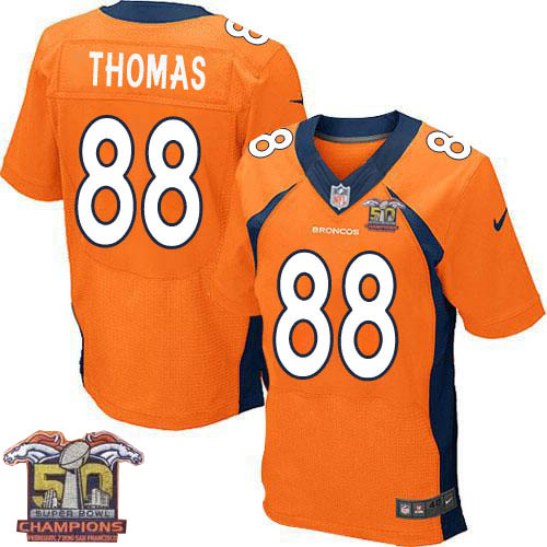Men's Nike Denver Broncos #88 Demaryius Thomas Elite Orange Team Color Super Bowl 50 Champions NFL Jersey