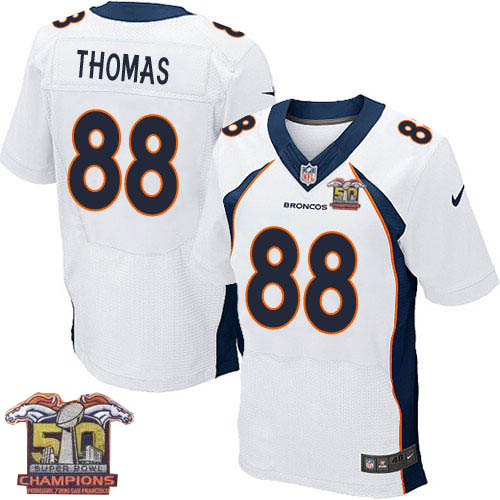 Men's Nike Denver Broncos #88 Demaryius Thomas Elite White Super Bowl 50 Champions NFL Jersey