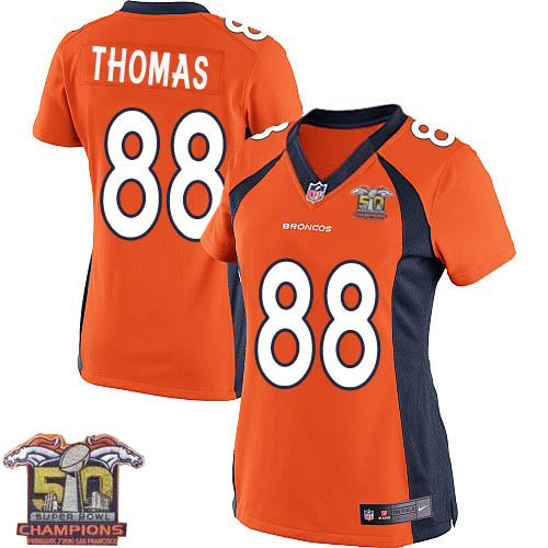 Women's Nike Denver Broncos #88 Demaryius Thomas Elite Orange Team Color Super Bowl 50 Champions NFL Jersey
