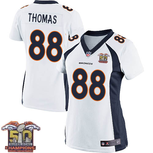 Women's Nike Denver Broncos #88 Demaryius Thomas Elite White Super Bowl 50 Champions NFL Jersey