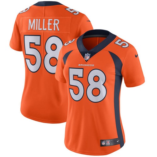 Women's Nike Denver Broncos #58 Von Miller Orange Team Color Vapor Untouchable Elite Player NFL Jersey