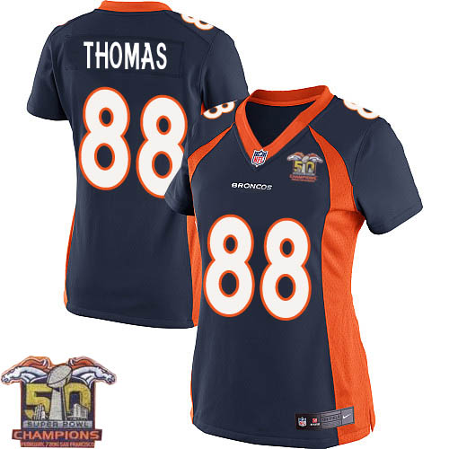 Women's Nike Denver Broncos #88 Demaryius Thomas Elite Navy Blue Alternate Super Bowl 50 Champions NFL Jersey