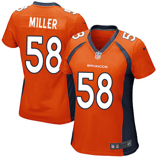 Women's Nike Denver Broncos #58 Von Miller Game Orange Team Color NFL Jersey
