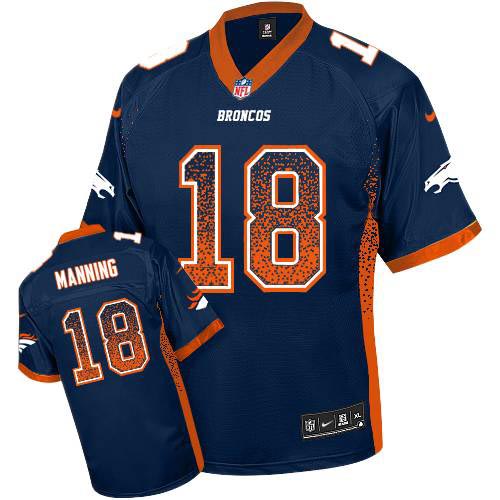 Men's Nike Denver Broncos #18 Peyton Manning Elite Navy Blue Drift Fashion NFL Jersey