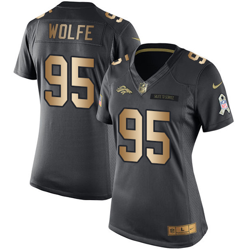Women's Nike Denver Broncos #95 Derek Wolfe Limited Black/Gold Salute to Service NFL Jersey