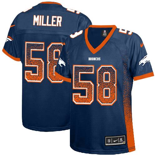 Women's Nike Denver Broncos #58 Von Miller Elite Navy Blue Drift Fashion NFL Jersey