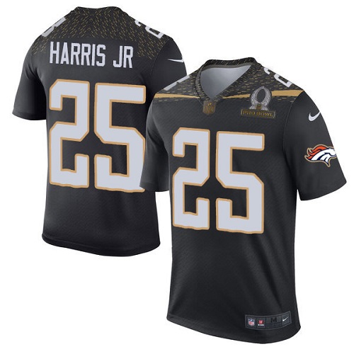 Men's Nike Denver Broncos #25 Chris Harris Jr Elite Black Team Irvin 2016 Pro Bowl NFL Jersey