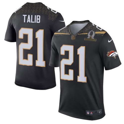 Men's Nike Denver Broncos #21 Aqib Talib Elite Black Team Irvin 2016 Pro Bowl NFL Jersey
