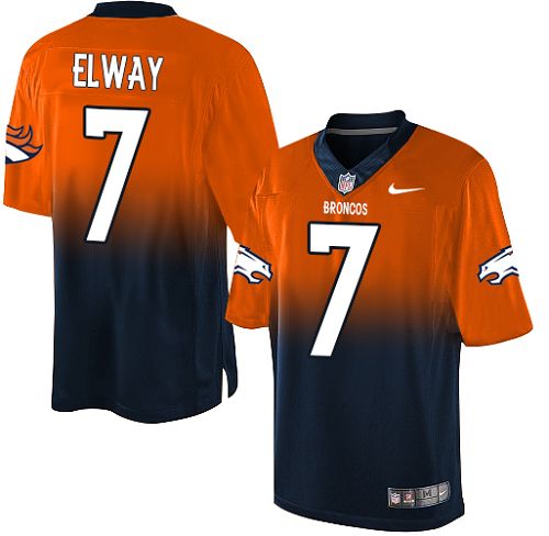 Men's Nike Denver Broncos #7 John Elway Elite Orange/Navy Fadeaway NFL Jersey