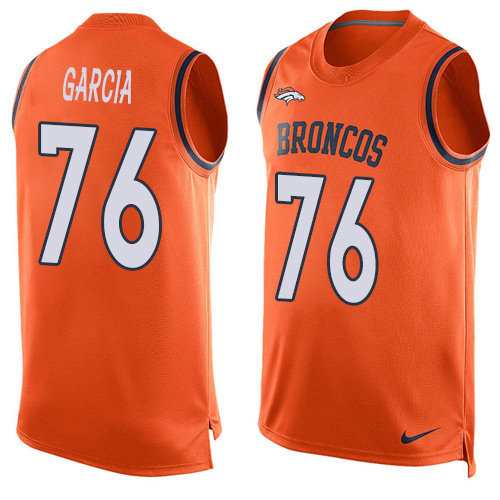 Men's Nike Denver Broncos #76 Max Garcia Limited Orange Player Name & Number Tank Top NFL Jersey