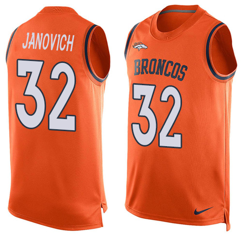 Men's Nike Denver Broncos #32 Andy Janovich Limited Orange Player Name & Number Tank Top NFL Jersey