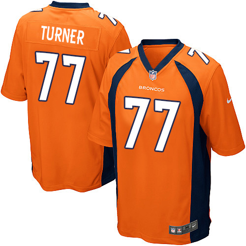Men's Nike Denver Broncos #77 Billy Turner Game Orange Team Color NFL Jersey
