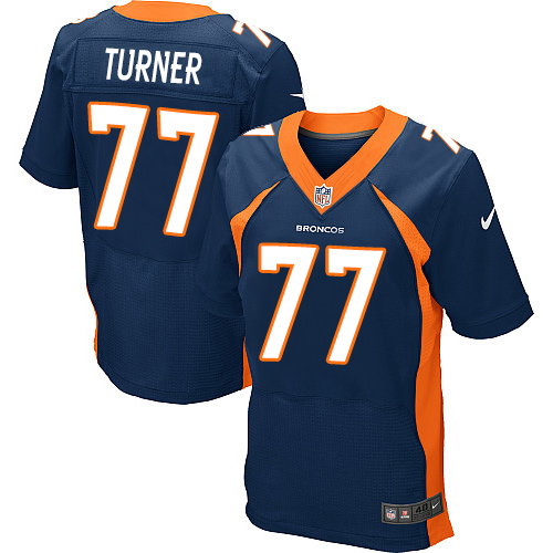 Men's Nike Denver Broncos #77 Billy Turner Elite Navy Blue Alternate NFL Jersey