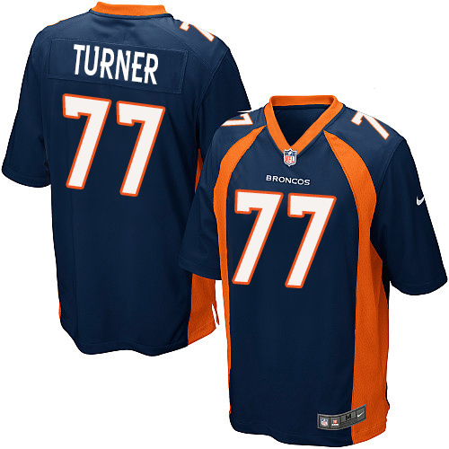 Men's Nike Denver Broncos #77 Billy Turner Game Navy Blue Alternate NFL Jersey