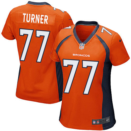 Women's Nike Denver Broncos #77 Billy Turner Game Orange Team Color NFL Jersey