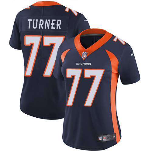 Women's Nike Denver Broncos #77 Billy Turner Navy Blue Alternate Vapor Untouchable Limited Player NFL Jersey
