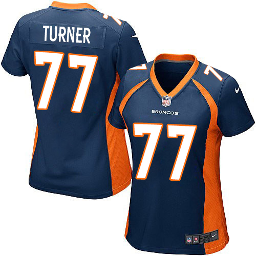 Women's Nike Denver Broncos #77 Billy Turner Game Navy Blue Alternate NFL Jersey