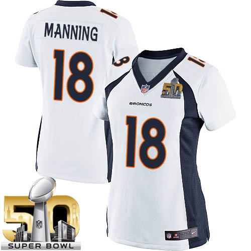 Women's Nike Denver Broncos #18 Peyton Manning Limited White Super Bowl 50 Bound NFL Jersey