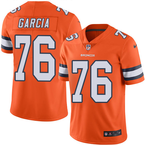 Men's Nike Denver Broncos #76 Max Garcia Elite Orange Rush Vapor Untouchable NFL Jersey