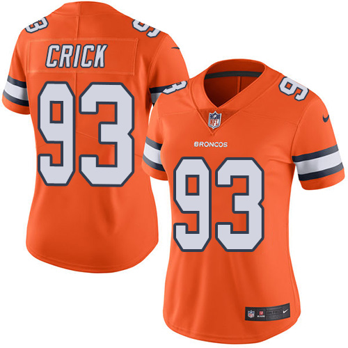 Women's Nike Denver Broncos #93 Jared Crick Elite Orange Rush Vapor Untouchable NFL Jersey