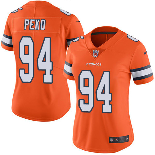 Women's Nike Denver Broncos #94 Domata Peko Limited Orange Rush Vapor Untouchable NFL Jersey