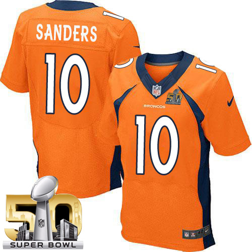 Men's Nike Denver Broncos #10 Emmanuel Sanders Elite Orange Team Color Super Bowl 50 Bound NFL Jersey