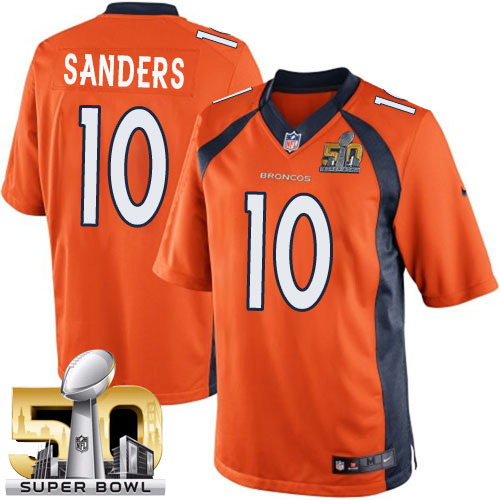 Men's Nike Denver Broncos #10 Emmanuel Sanders Limited Orange Team Color Super Bowl 50 Bound NFL Jersey