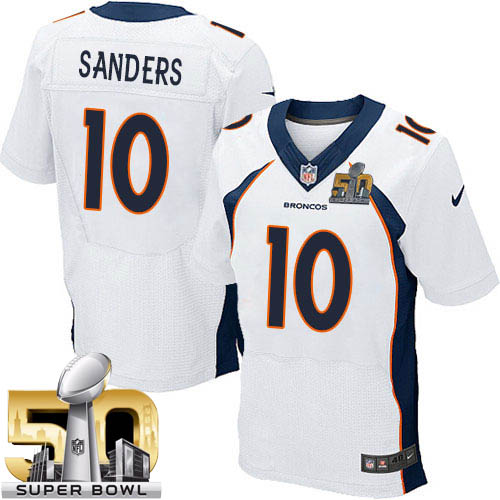 Men's Nike Denver Broncos #10 Emmanuel Sanders Elite White Super Bowl 50 Bound NFL Jersey