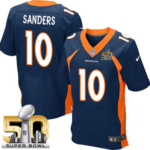 Men's Nike Denver Broncos #10 Emmanuel Sanders Elite Navy Blue Alternate Super Bowl 50 Bound NFL Jersey