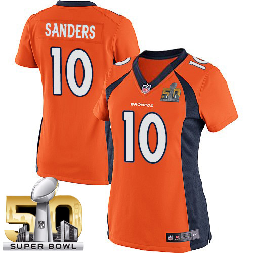 Women's Nike Denver Broncos #10 Emmanuel Sanders Elite Orange Team Color Super Bowl 50 Bound NFL Jersey