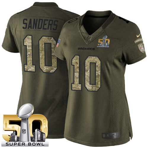 Women's Nike Denver Broncos #10 Emmanuel Sanders Elite Green Salute to Service Super Bowl 50 Bound NFL Jersey