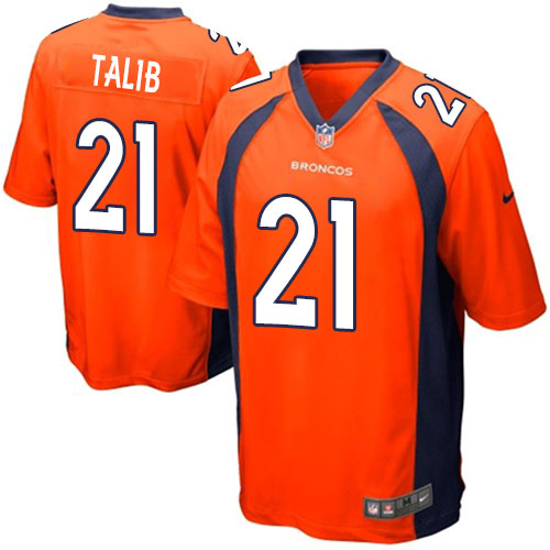 Men's Nike Denver Broncos #21 Aqib Talib Game Orange Team Color NFL Jersey