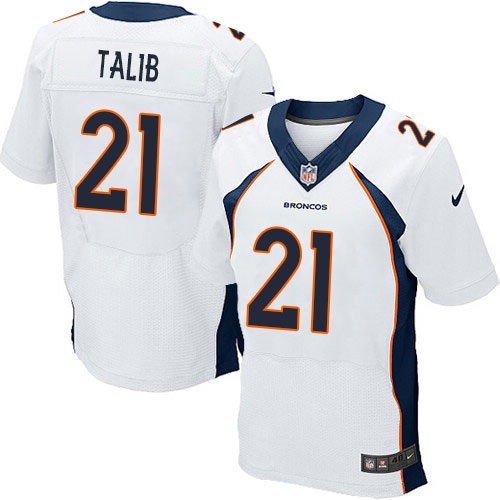 Men's Nike Denver Broncos #21 Aqib Talib Elite White NFL Jersey