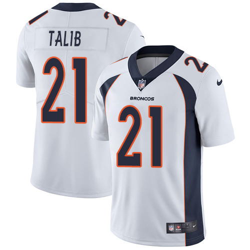Men's Nike Denver Broncos #21 Aqib Talib White Vapor Untouchable Limited Player NFL Jersey