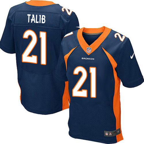 Men's Nike Denver Broncos #21 Aqib Talib Elite Navy Blue Alternate NFL Jersey