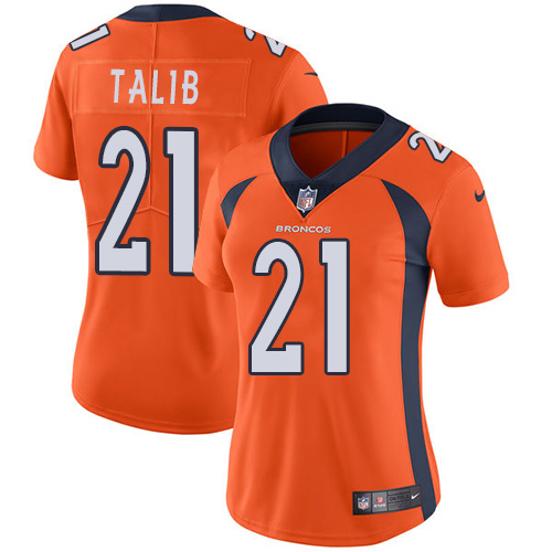 Women's Nike Denver Broncos #21 Aqib Talib Orange Team Color Vapor Untouchable Elite Player NFL Jersey