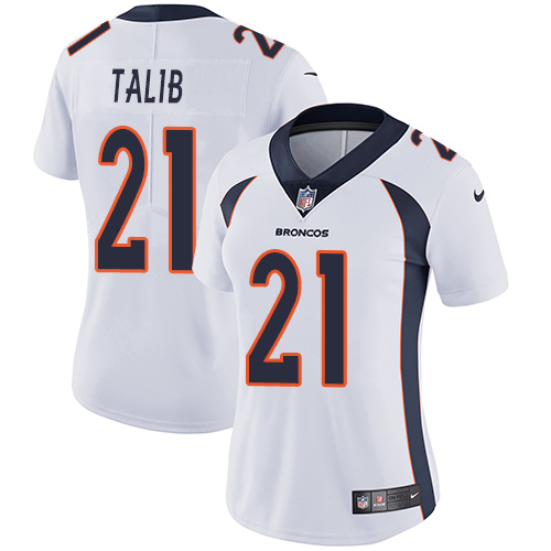 Women's Nike Denver Broncos #21 Aqib Talib White Vapor Untouchable Elite Player NFL Jersey