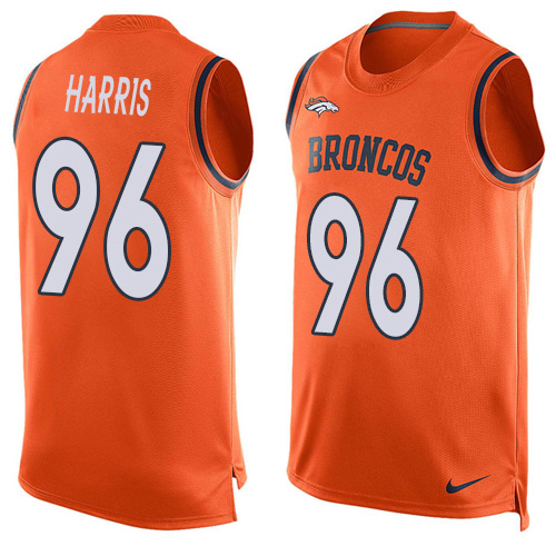 Men's Nike Denver Broncos #96 Shelby Harris Limited Orange Player Name & Number Tank Top NFL Jersey