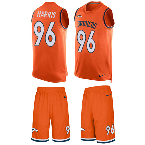 Men's Nike Denver Broncos #96 Shelby Harris Limited Orange Tank Top Suit NFL Jersey