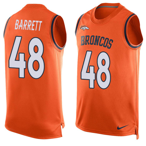 Men's Nike Denver Broncos #48 Shaquil Barrett Limited Orange Player Name & Number Tank Top NFL Jersey