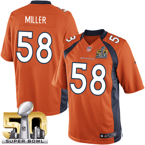 Men's Nike Denver Broncos #58 Von Miller Limited Orange Team Color Super Bowl 50 Bound NFL Jersey